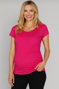 Sold Out: Body Hugging Stretchy Basic Maternity Tee in Hot Pink