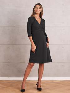 Sold Out: Maternity Classic Wrap Feeding Dress in Black