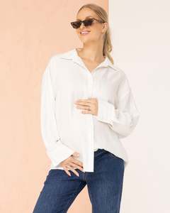 White Maternity Linen Shirt