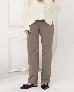 Steph Maternity Mid Waist Stretch Work Pants - Khaki