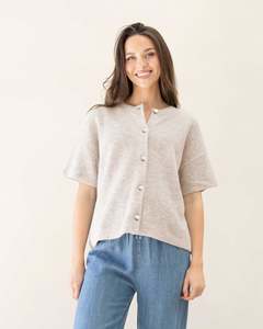 Adele Short Sleeve Maternity Cardigan Knit - Apricot