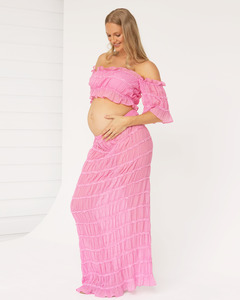 Marisol 2 piece Maternity Photoshoot Dress in Candy Pink