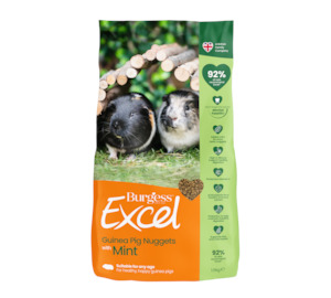 Small Animal Food: Burgess Excel Adult Guinea Pig Nuggets with Mint