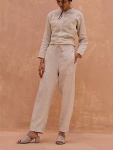 LINEN PINTUCK PANTS | NATURAL