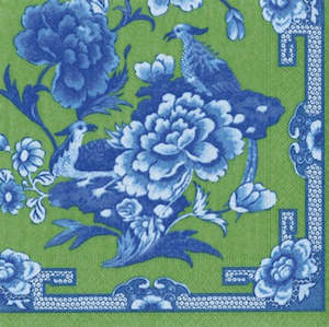 PAPER NAPKINS- GREEN BLUE PLATE