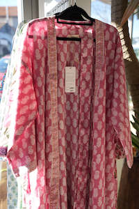 COTTON BLOCK PRINT KIMONO | ROSE PINK