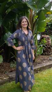 Sienna Dress: SIENNA DRESS | CHARCOAL GOLD