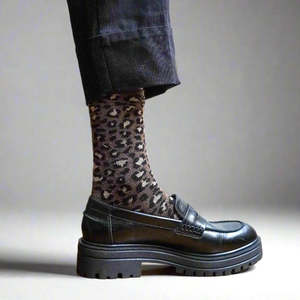 KLUE Lurex Socks | Leopard Brown