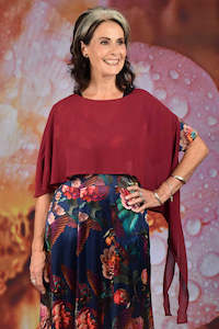 Cardis Jumpers: Jana Cape Top - Burgundy