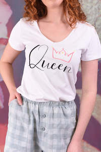 Print T Shirts: Basic Tee Short Sleeve New Queen - White - SALE