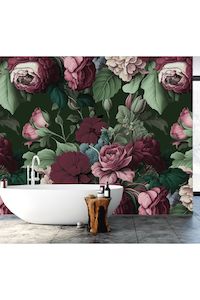 Wall Art: Olive J'adore Roses Floral Mural Wallpaper - 2.7m x 3m