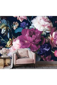 Wall Art: Petal Chorus Cerise Floral Mural Wallpaper - 2.7m x 3m