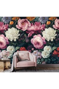 Wall Art: Midnight Floral Waltz Floral Mural Wallpaper - 2.7m x 3m