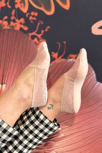 Footwear: Marley Lace Sockettes - Pink