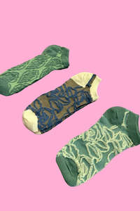 Footwear: Candy Ankle Socks - Pack of 3 - Ocean