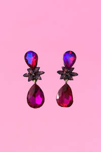 Bejewelled Drop Earrings - Pink