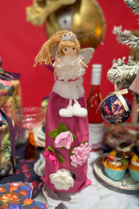 Bags Luggage: AS Wine Gift Bag - Pink Floral With Pink Francie Angel