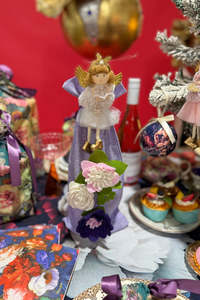 Bags Luggage: AS Wine Gift Bag - Mauve Floral With Silver Francie Angel