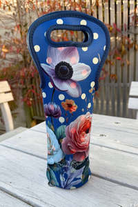AS Neoprene Wine Bag - Navy Spotty Floral