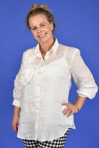 Curve Collection: Elise Ruffle Shirt - Pearl | PRE ORDER - END OCTOBER