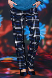 Curve Collection: Vita Kaye Pants - Navy Plaid