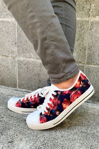 Footwear: Peach Rose Canvas Shoe - Navy
