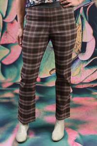 Curve Collection: Vita Straight Leg Pants - Brown Plaid