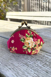 Bags Luggage: Mini Floral Coin Purse - Cerise/Red