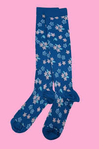 Footwear: AS Compression Sock - Light Sapphire Floral