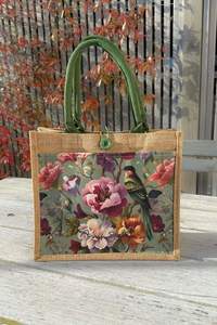 Peony Aviary Mini Jute Bag