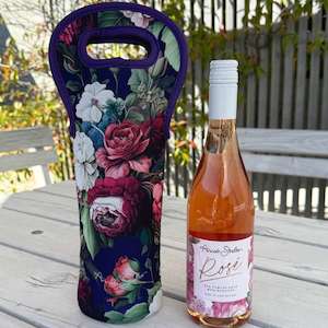 AS Neoprene Wine Bag - Navy J'adore Roses