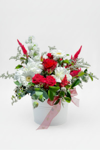 Birthday Flowers: Red & White Arrangement