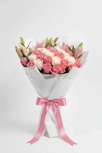 I Love You Flowers: Pink & White Roses with Lilies