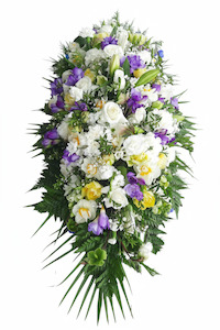 Funeral Flowers: White Lavender Casket Spray