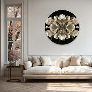 Nz Native Mandala Collection Small Sqaure Prints: Magnolia Crown 2 Round