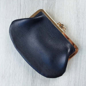 Purse: Black Leather Vintage Purse