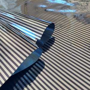 Silver & Black Stripe Vinyl Fabric - Per Meter