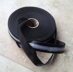 Tape Webbing Ribbon: Ribbon- Black Satin - 1" (25mm) - prefolded