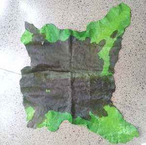 Leather Hide: Cowhide Leather Piece - Green & Black