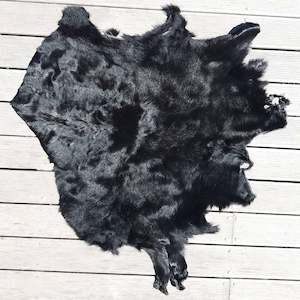 Leather Hide: Cowhide Leather - Pure Black calfhide scrap piece