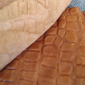 Tan Croc Print Scrap Leather Piece