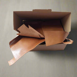 Leather: Box of Tan Leather Pieces - 1.0kg