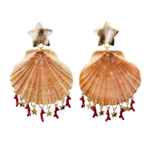 Earrings: Coral shell earrings