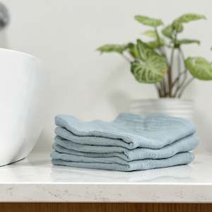 100 Cotton Range: Ohbubs Cotton Washcloths - 3 Pack - Stirling Blue