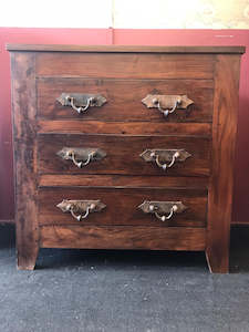 Furniture: Solid Teak Industrial Chest of Drawers