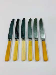 Brass And Metalware: Set of 6 bone handle knives