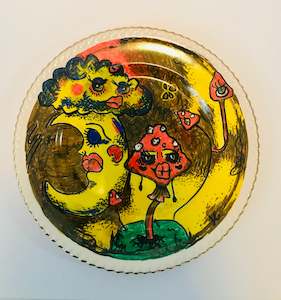 Bespoke Art And Design: Bespoke Handpainted Plate “Mindy Mushroom and Friends”