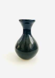 Pottery Vases: Dark Blue Pottery Drip Vase