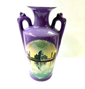 Ceramic Vases: Purple Hand Painted Taj Mahal Urn Style Vase
