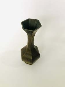Metalware Vases: Chinese Pentagon Shaped Brass Vase